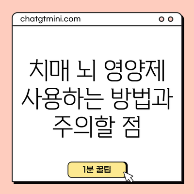 치매 뇌 영양제: 사용하는 방법과 주의할 점