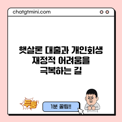 햇살론 대출과 개인회생: 재정적 어려움을 극복하는 길