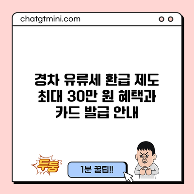 경차 유류세 환급 제도: 최대 30만 원 혜택과 카드 발급 안내