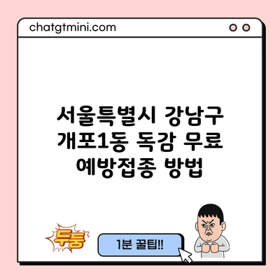 서울특별시 강남구 개포1동 독감 무료 예방접종 방법