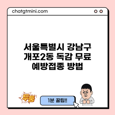 서울특별시 강남구 개포2동 독감 무료 예방접종 방법