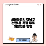 서울특별시 강남구 논현1동 독감 무료 예방접종 방법