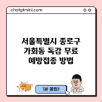 서울특별시 종로구 가회동 독감 무료 예방접종 방법