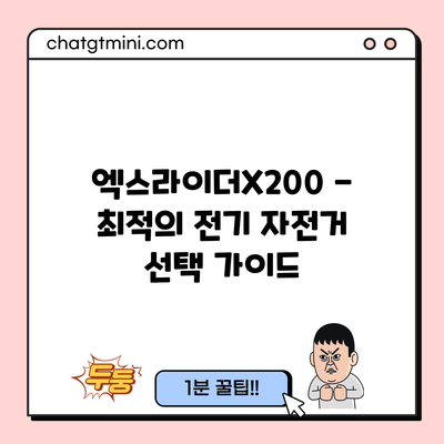 엑스라이더X200 - 최적의 전기 자전거 선택 가이드