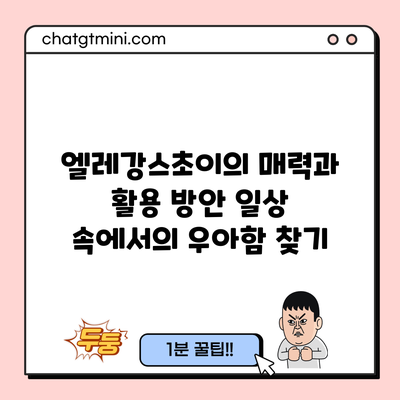 엘레강스초이의 매력과 활용 방안: 일상 속에서의 우아함 찾기