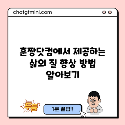 훈짱닷컴에서 제공하는 삶의 질 향상 방법 알아보기