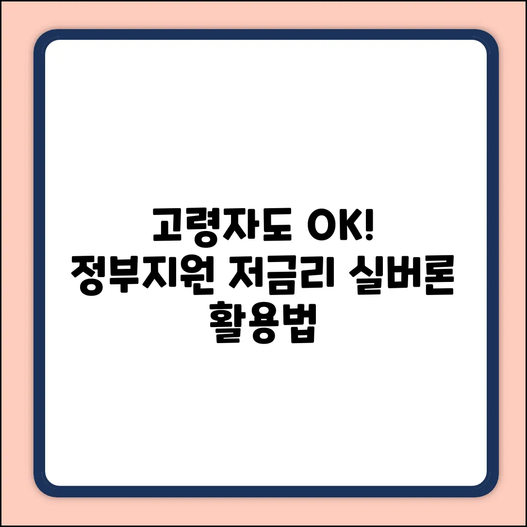고령자도 OK! 저금리 정부지원 대출 & 실버론 활용법