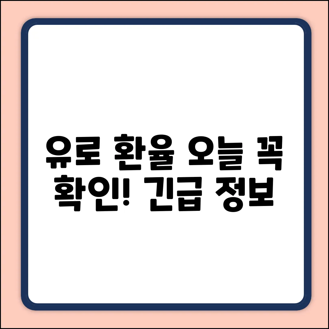 유로 환율, 오늘 꼭 확인해야 할 이유