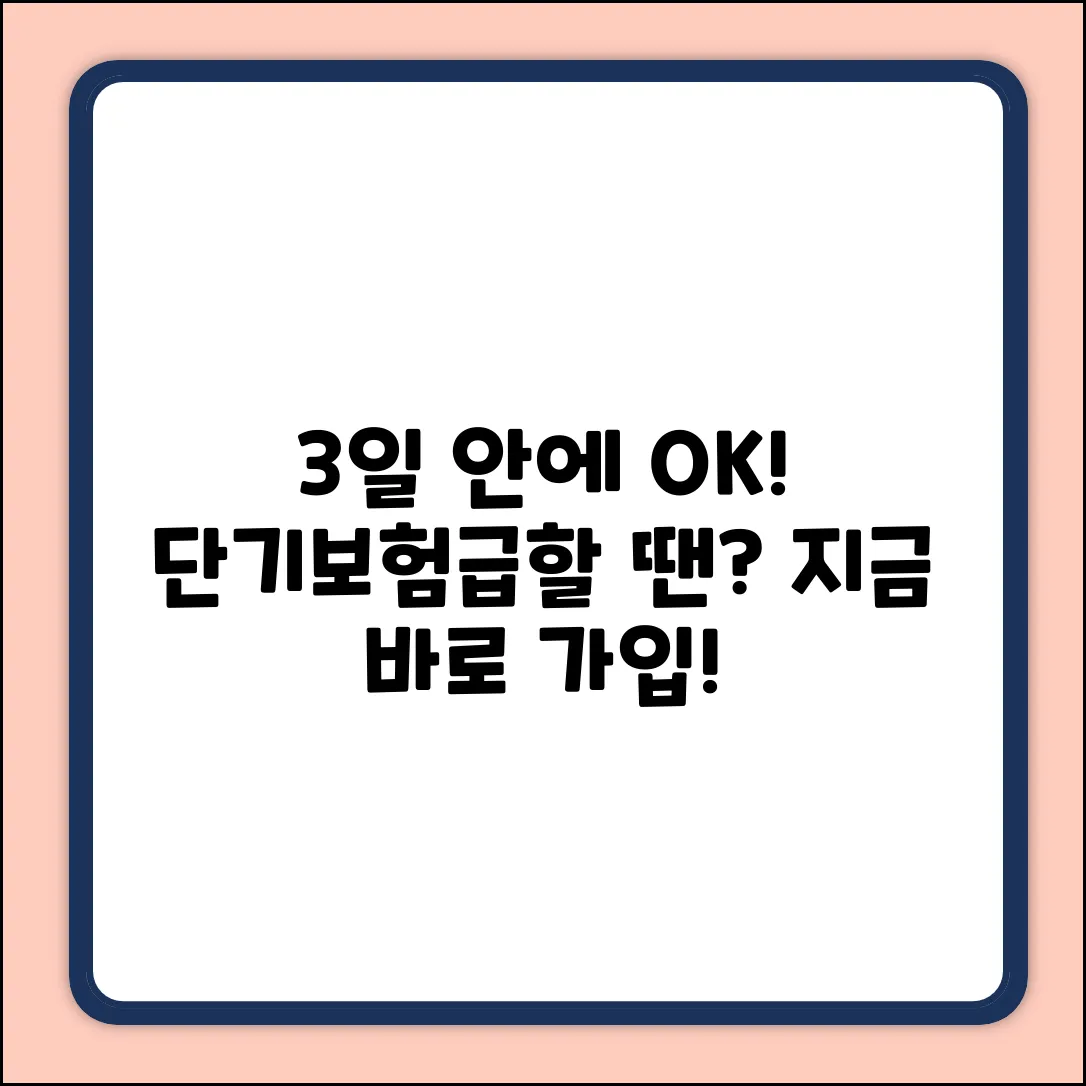 3일 안에 OK! 급할 때 딱 맞는 단기보험가입